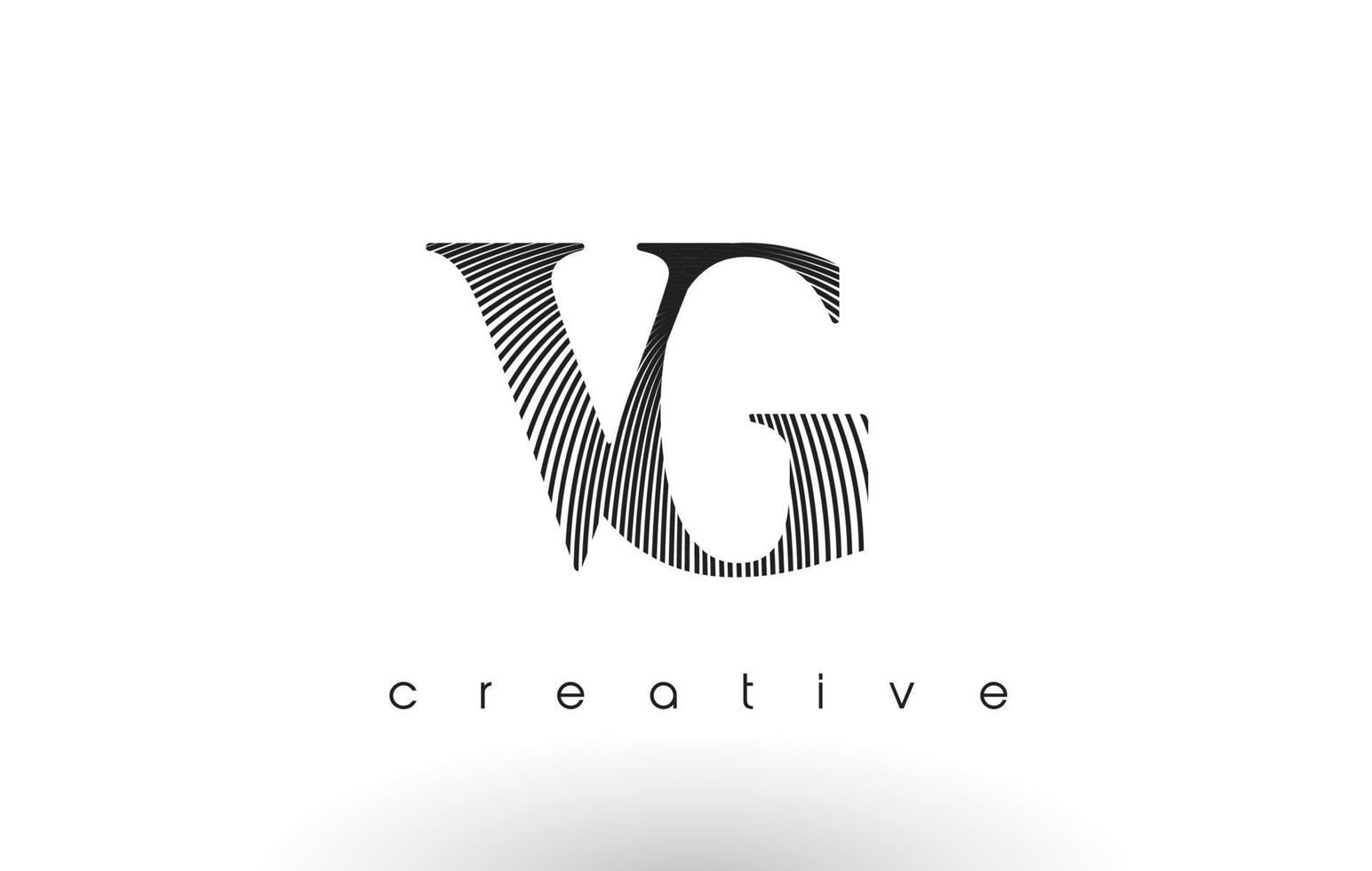 VG Logo Design With Multiple Lines and Black and White Colors. vector