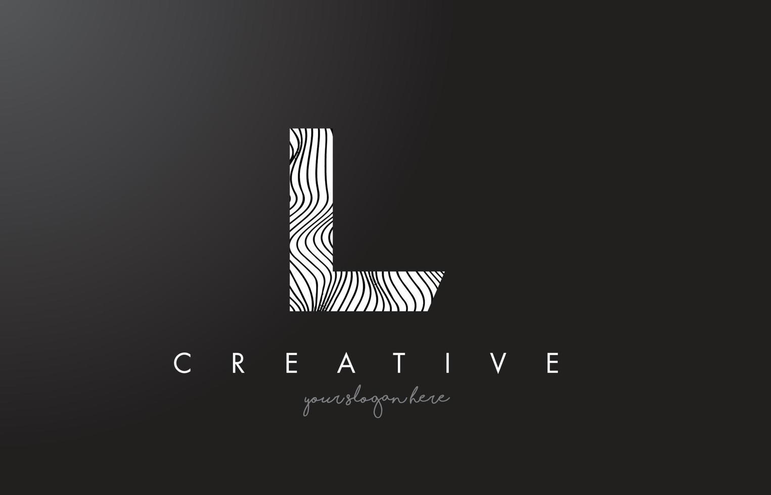 L Letter Logo with Zebra Lines Texture Design Vector. vector