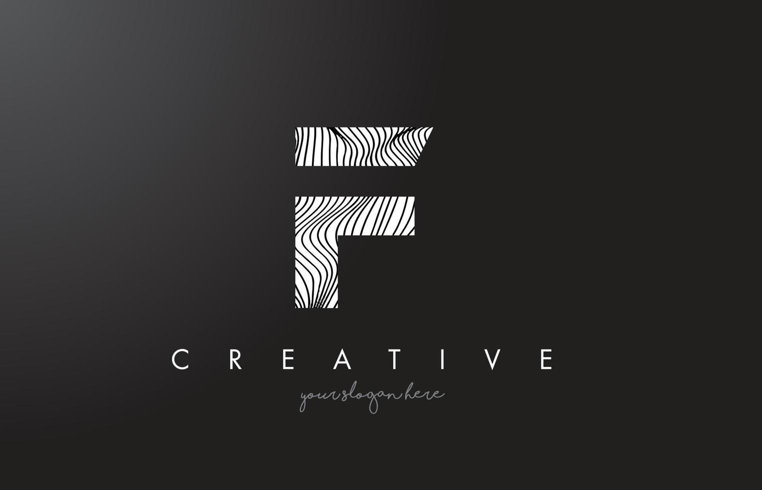 F Letter Logo with Zebra Lines Texture Design Vector. vector