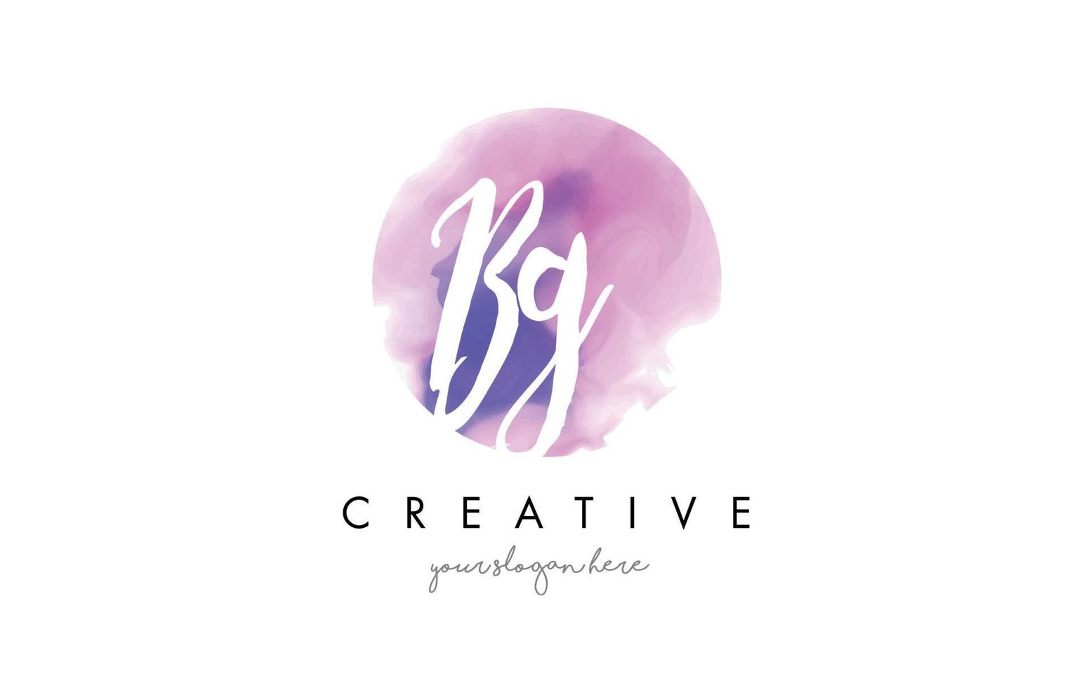 BG Watercolor Letter Logo Design with Purple Brush Stroke. vector