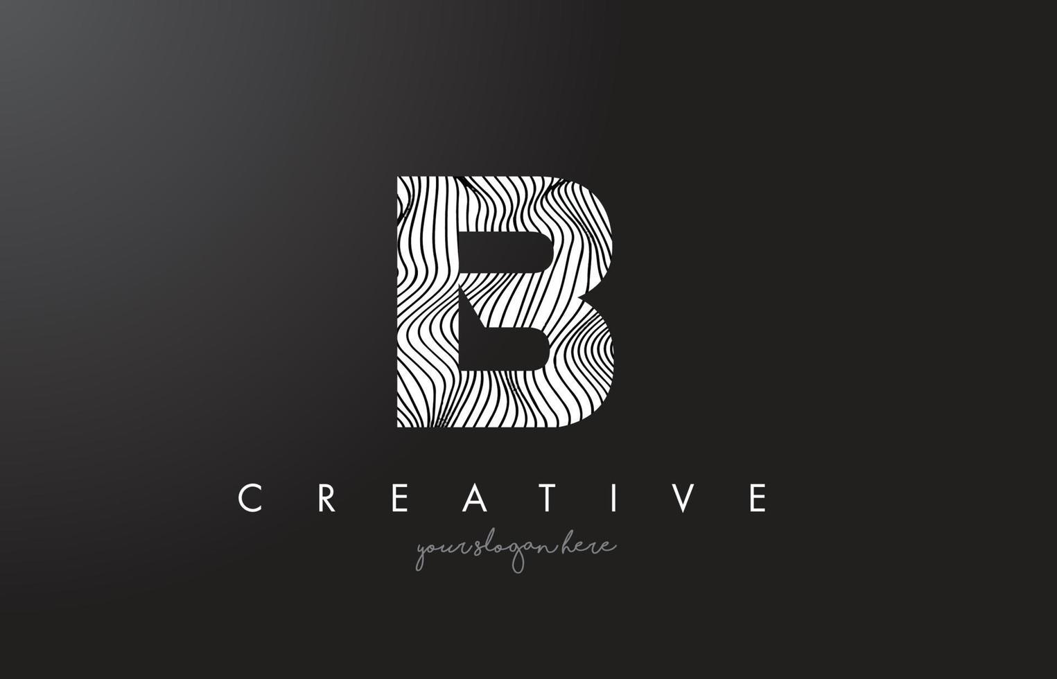 B Letter Logo with Zebra Lines Texture Design Vector. vector