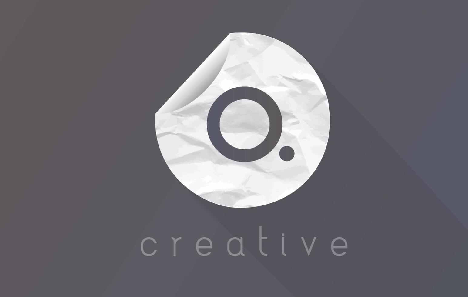 O Letter Logo with Crumpled And Torn Wrapping Paper Texture. vector