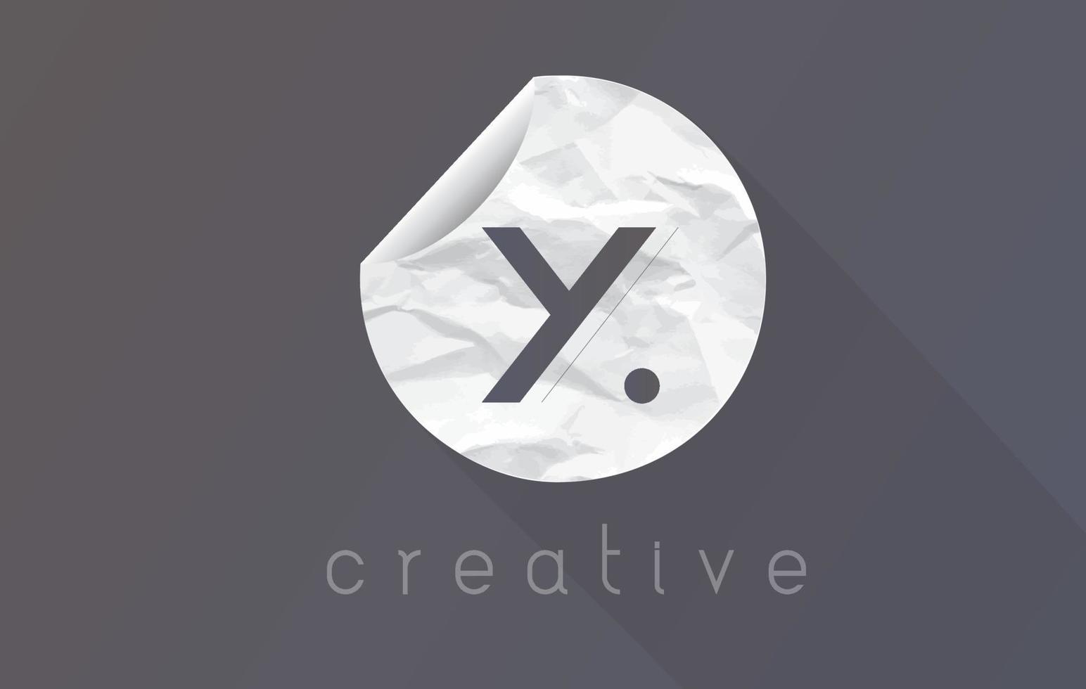 Y Letter Logo with Crumpled And Torn Wrapping Paper Texture. vector