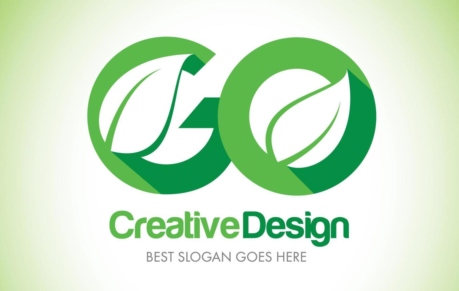 GO Green Leaf Letter Design Logo. Eco Bio Leaf Letter Icon Illustration Logo. vector