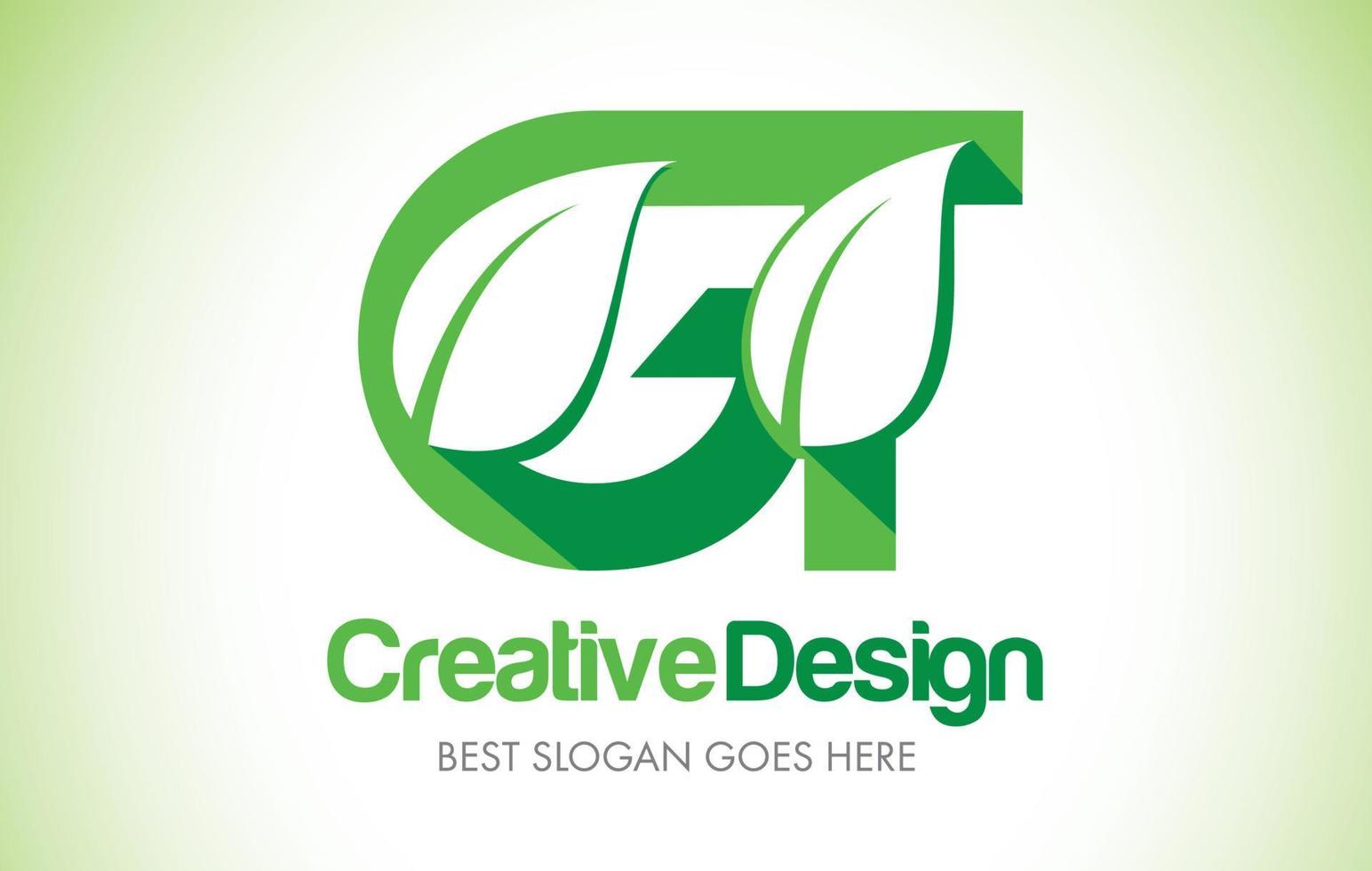 GT Green Leaf Letter Design Logo. Eco Bio Leaf Letter Icon Illustration Logo. vector