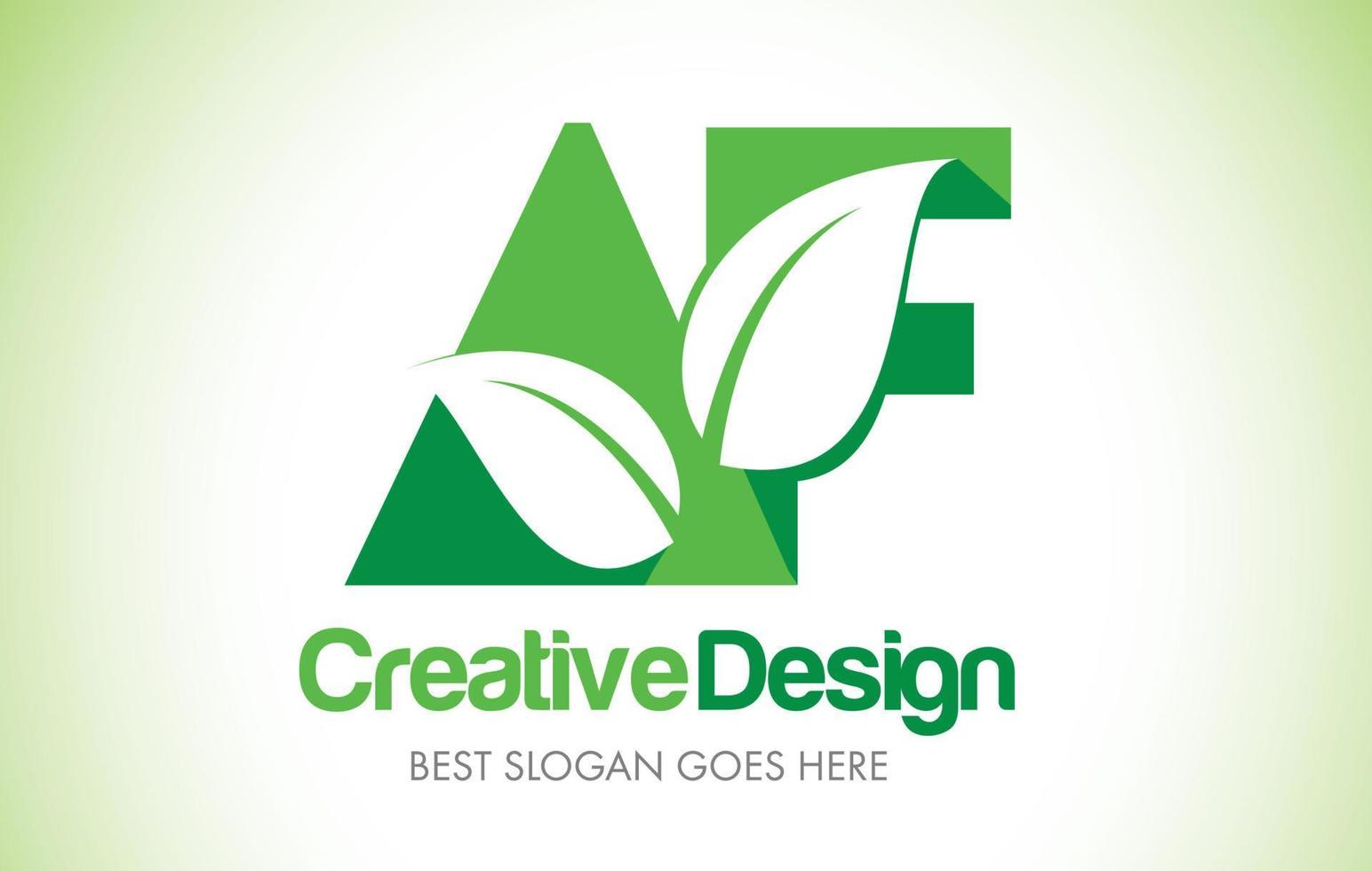 Logotipo de diseño de letra de hoja verde af. eco bio hoja carta icono ilustración logo. vector