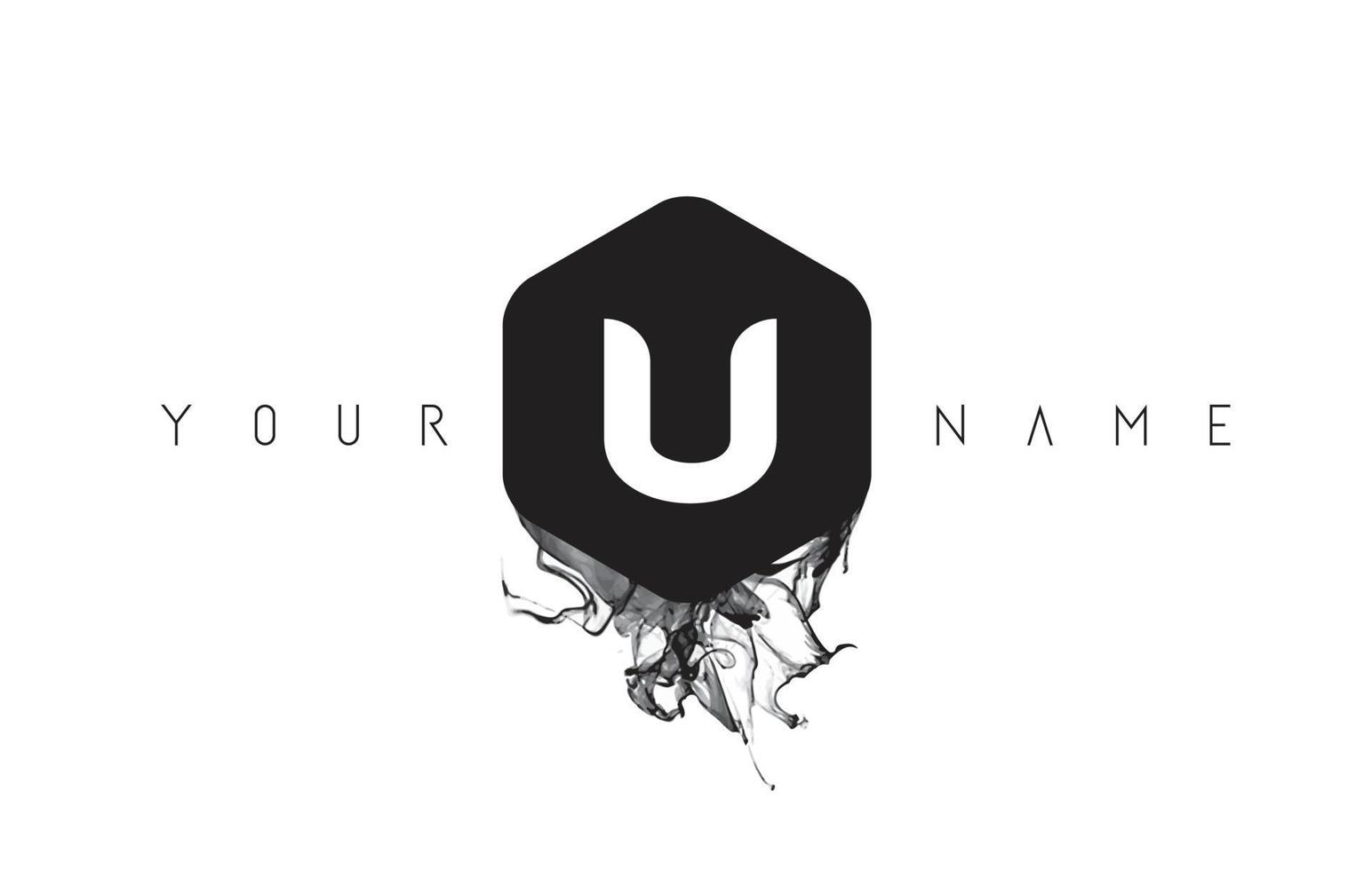 U Letter Logo Design with Black Ink Spill vector