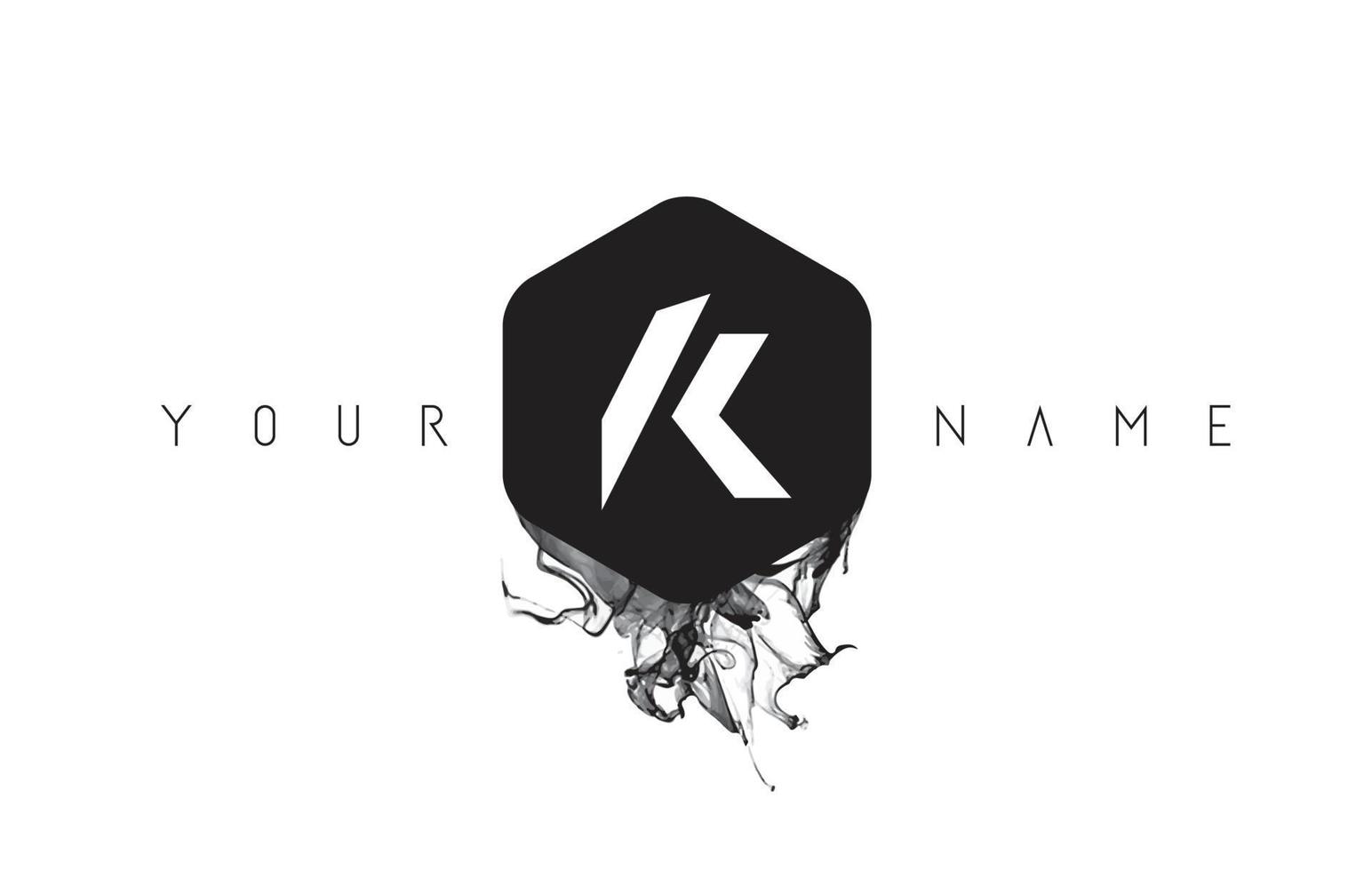 K Letter Logo Design with Black Ink Spill vector