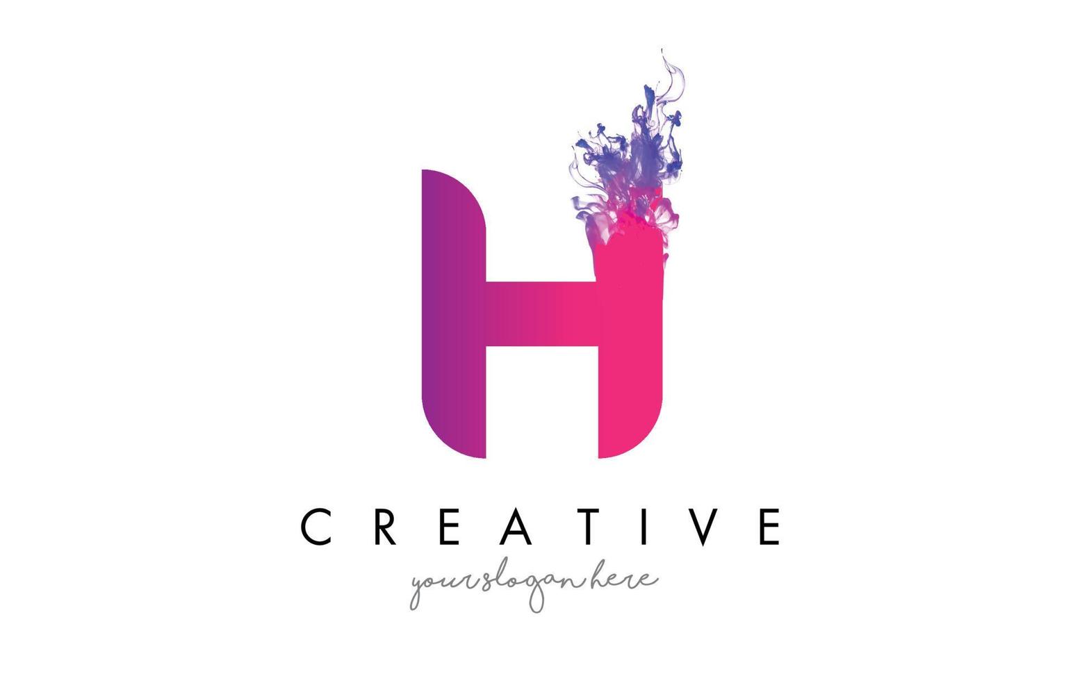 H Letter Logo Design with Ink Cloud Flowing Texture. vector