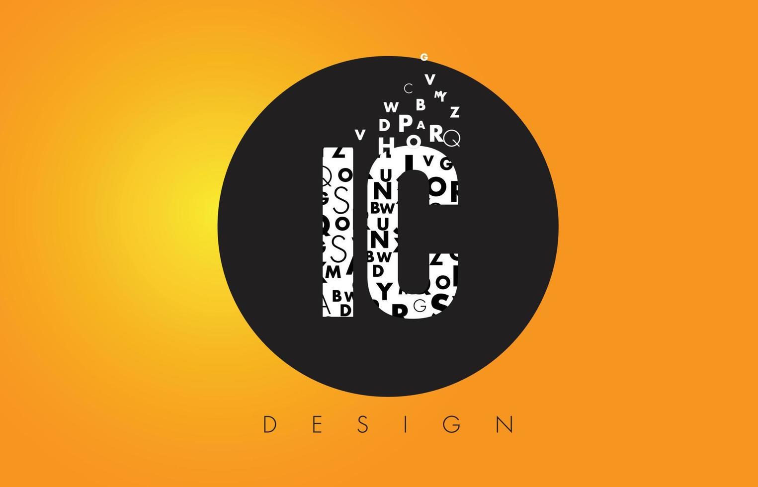 ic ic logo hecho de minúsculas con círculo negro y fondo amarillo. vector
