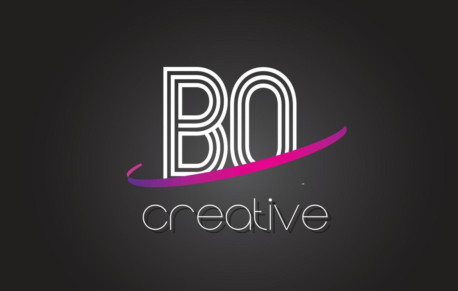BQ B Q Letter Logo with Lines Design And Purple Swoosh. vector