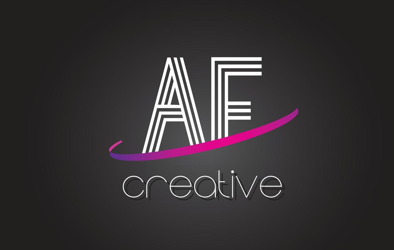 AF A F Letter Logo with Lines Design And Purple Swoosh. vector