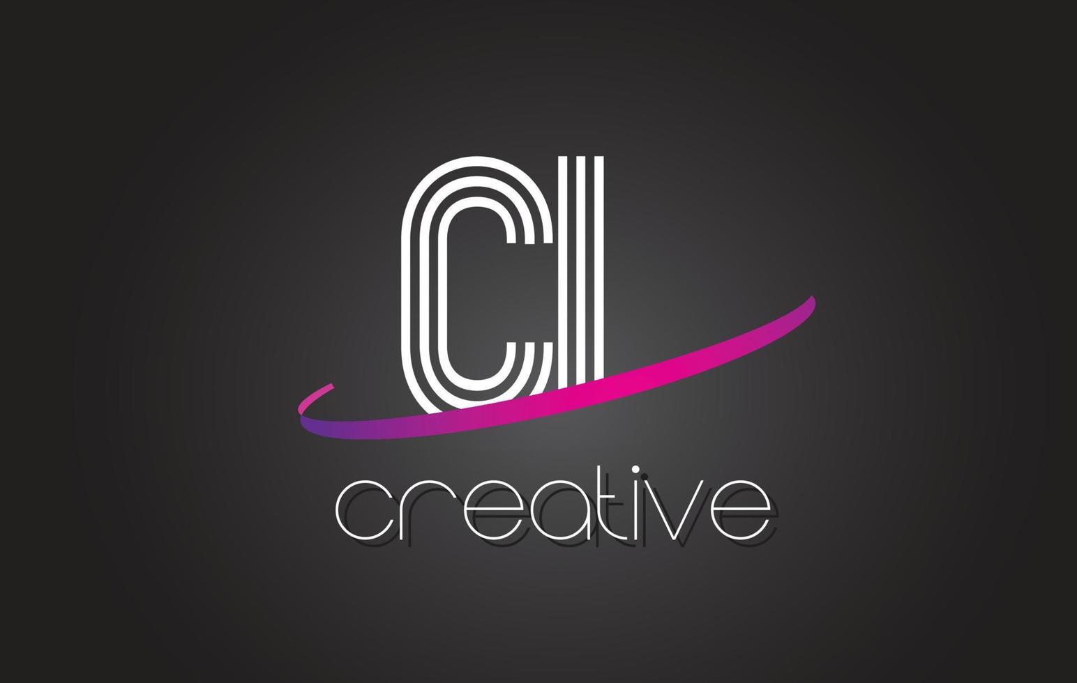 CL C L Letter Logo with Lines Design And Purple Swoosh. vector