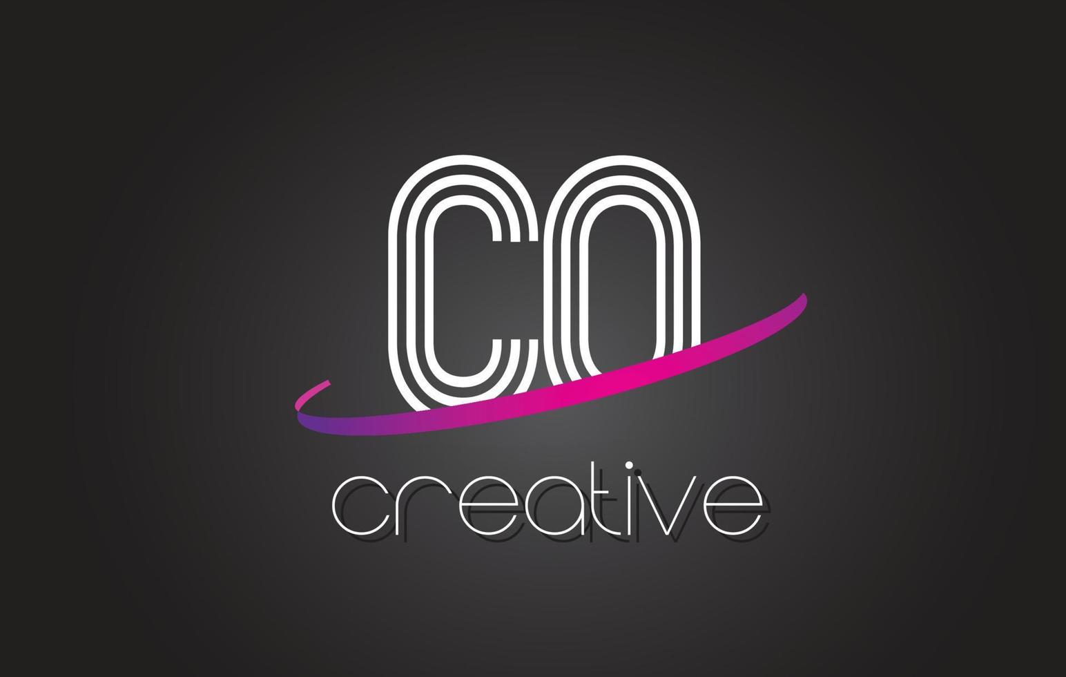CO C O Letter Logo with Lines Design And Purple Swoosh. vector