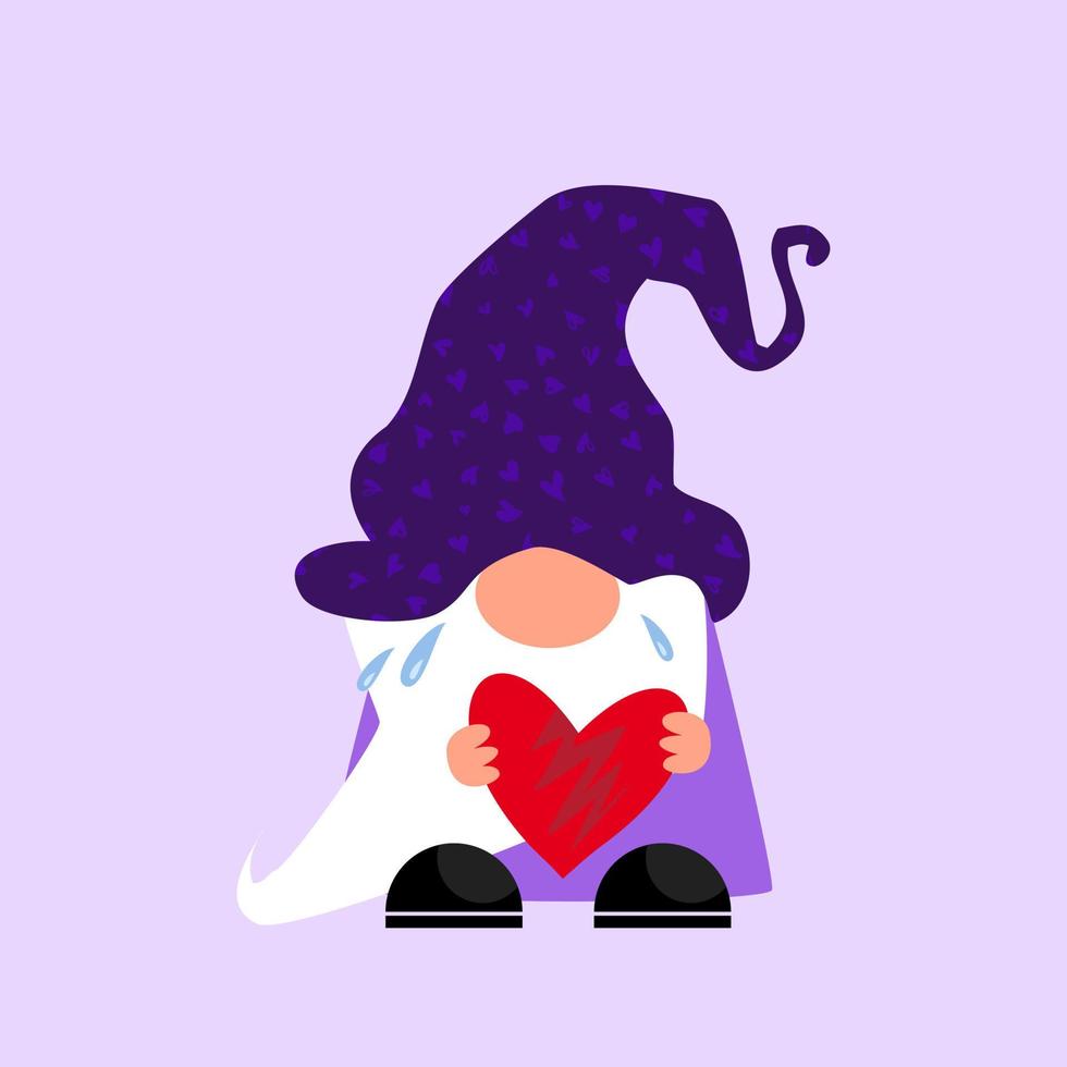 Broken Hearted Crying Garden Gnome vector
