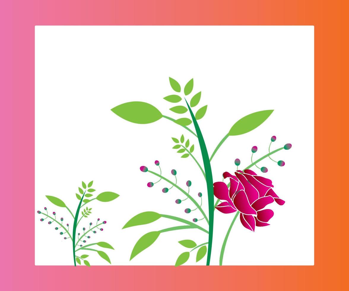 red flower green leave vector