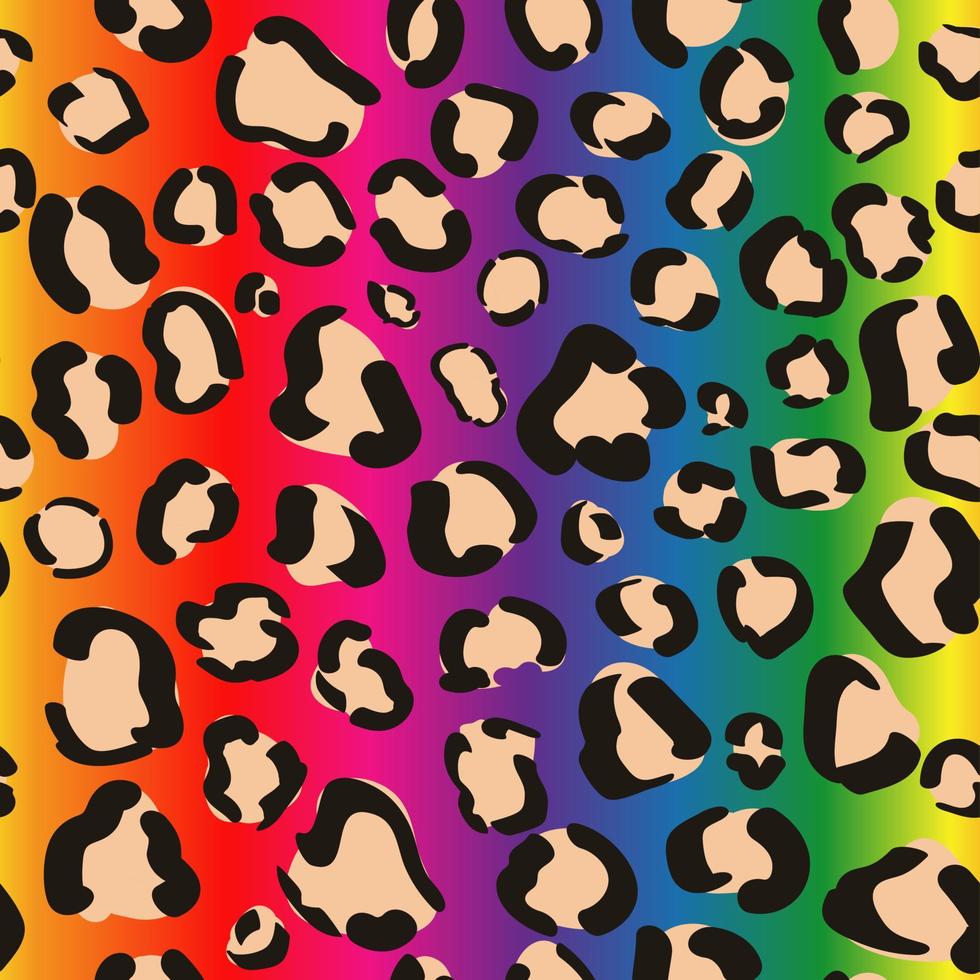 estampado de leopardo de neón sin costuras de arco iris. orgullo lgbt fondo. gradiente psicodélico brillante vector