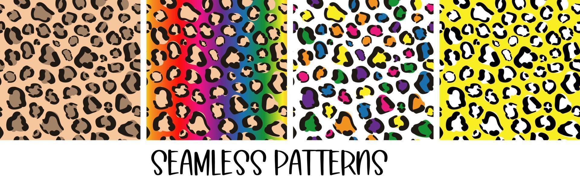 Colorful leopard seamless pattern. Jagiar fabric wrapping. Bright animal camouflage gradient design vector