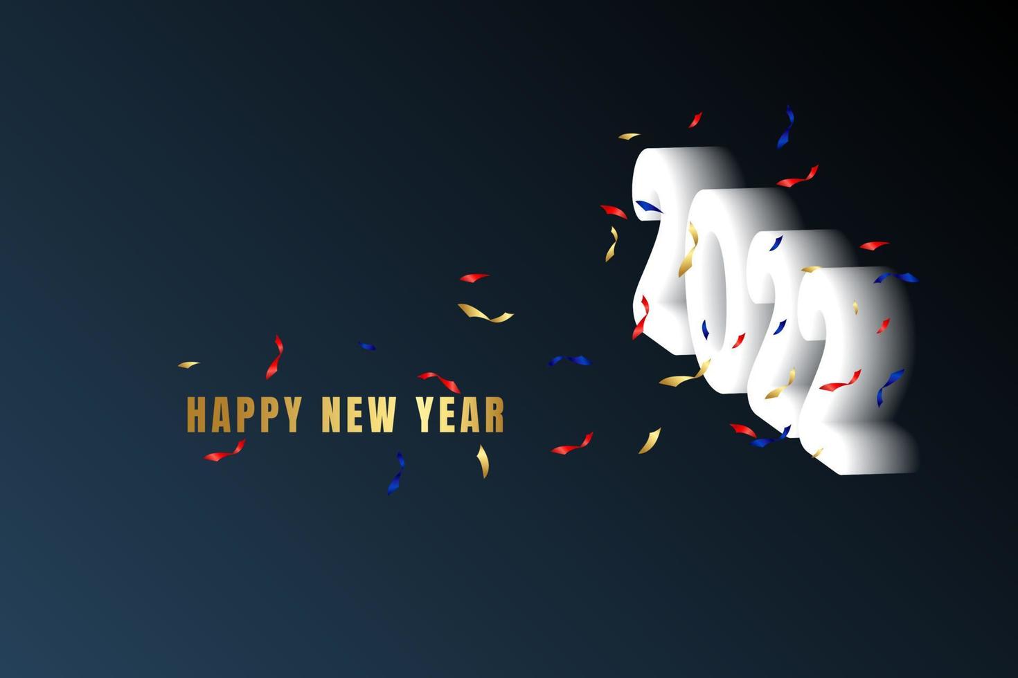 Happy New Year 2022 White Bold Vector