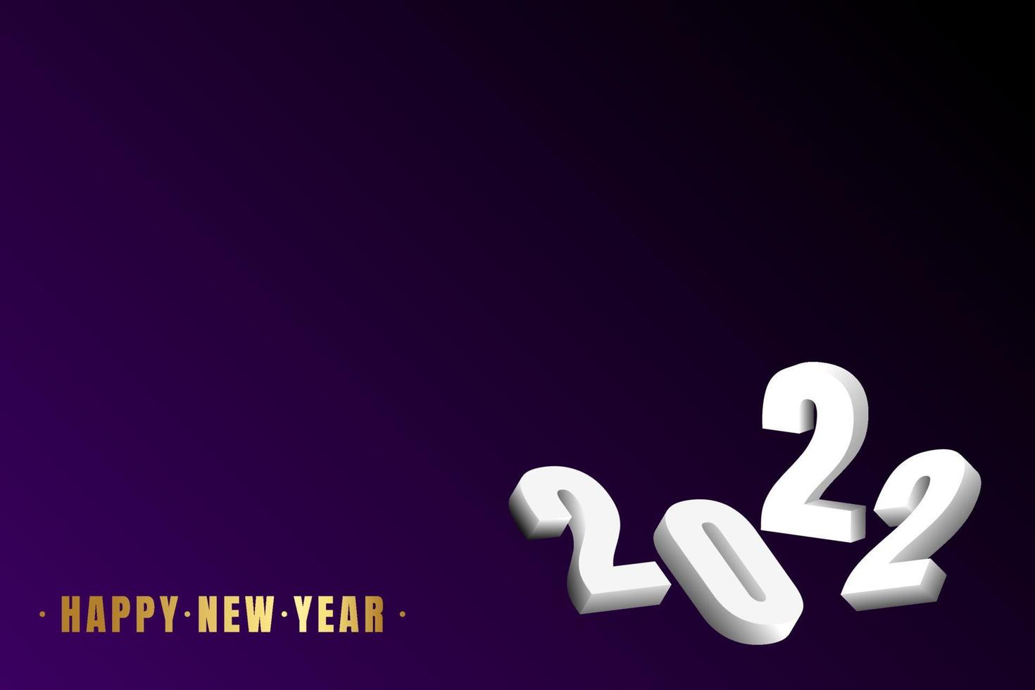 Happy New Year 2022 Black Violet vector