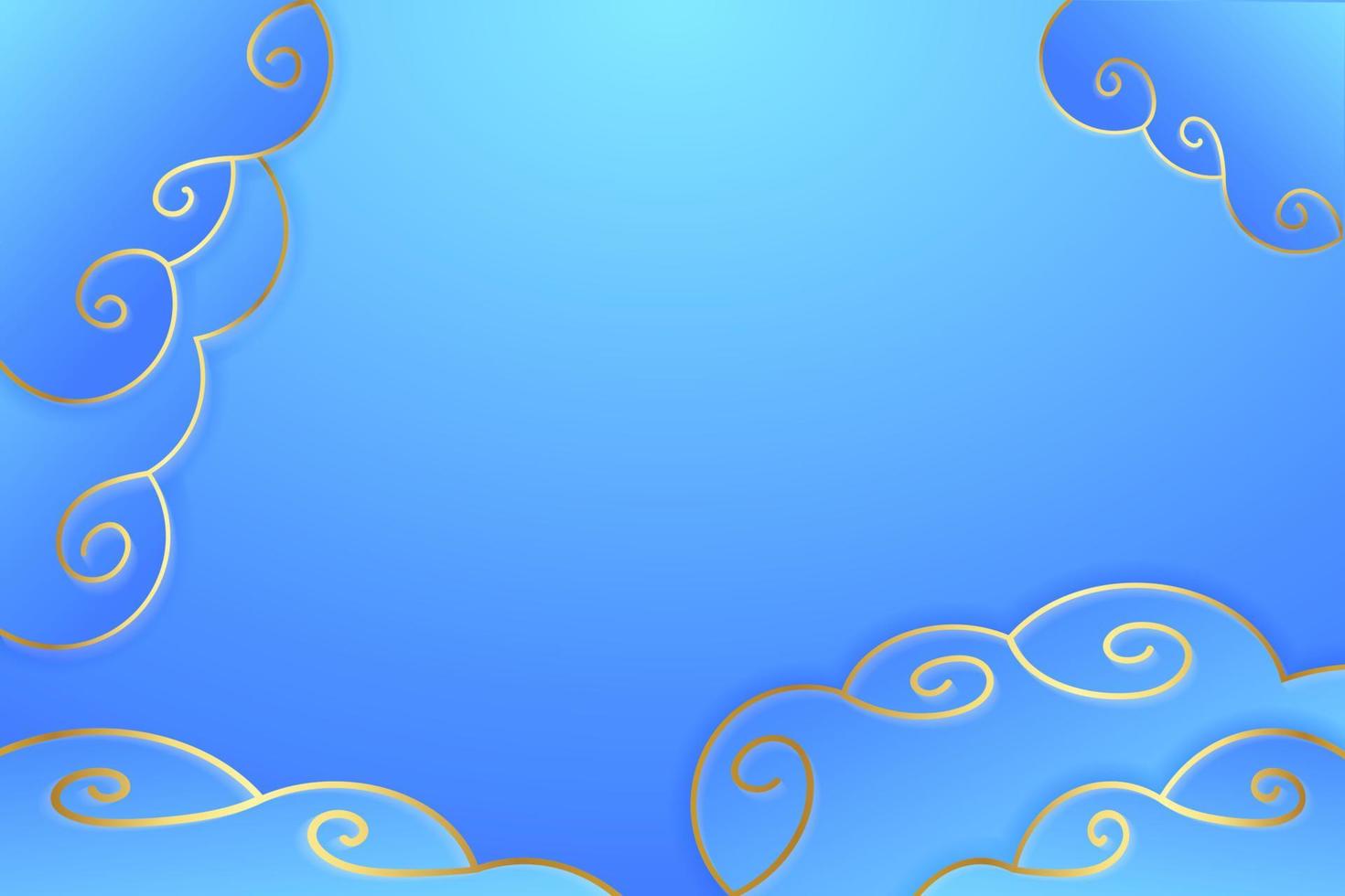 Cloud Line Gold Background Vector