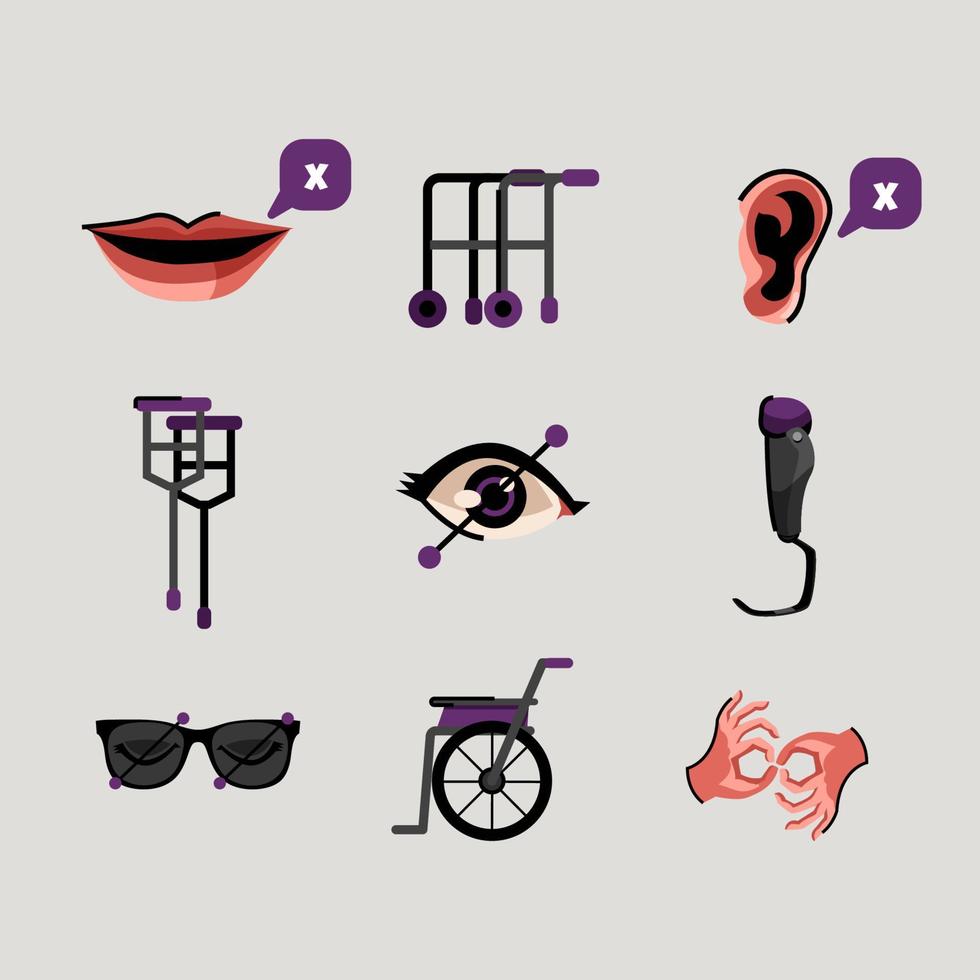 Simply Minimanist Disability Icons Set vector