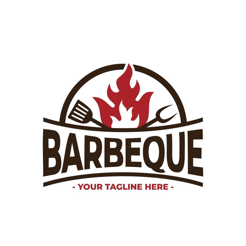 Vintage retro barbacoa barbacoa barbacoa logo parrilla símbolo vector plantilla de diseño