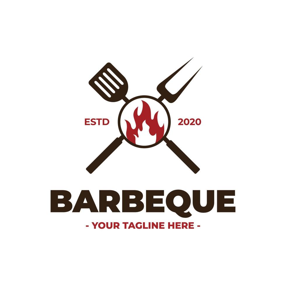 Vintage Retro Bbq Barbeque Barbecue Logo Grill Symbol Vector Design Template