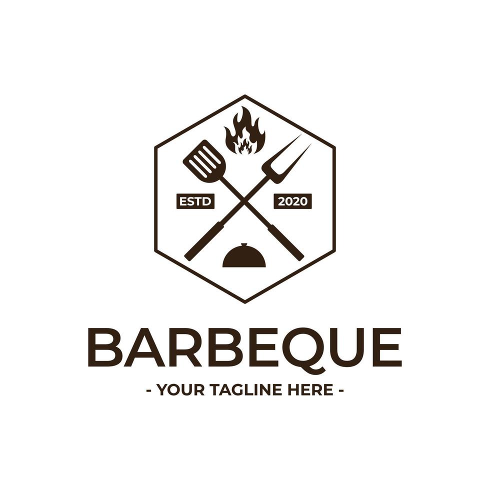 Vintage retro barbacoa barbacoa barbacoa logo parrilla símbolo vector plantilla de diseño