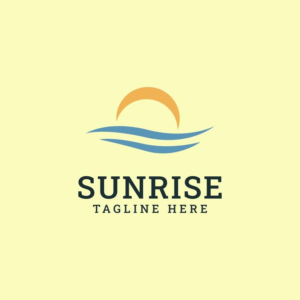 diseño de logotipo de amanecer, combinación de sol y playa vector