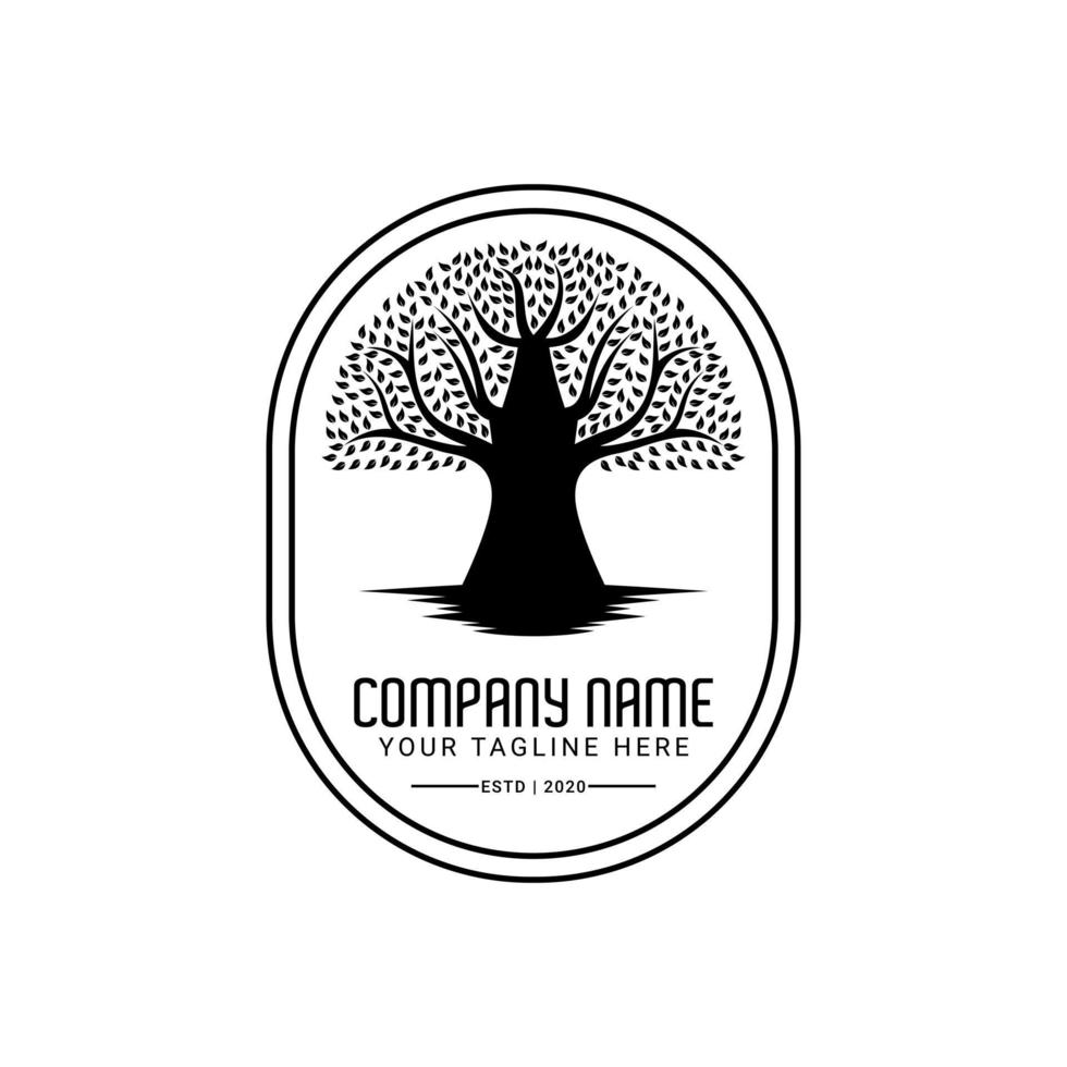 Seal of Life Emblem Tree Logo Design, Banyan Maple Oak Vector