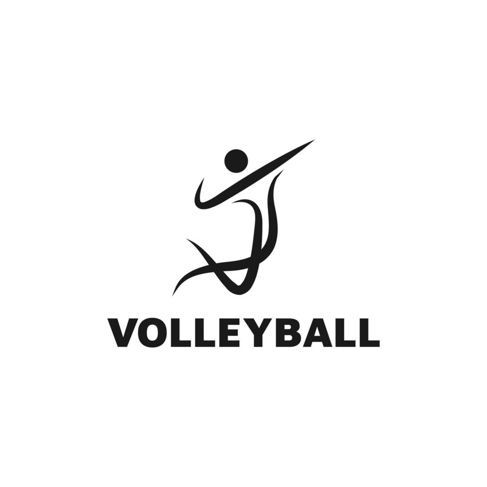 Diseño de logotipo de voleibol con icono de persona saltando vector