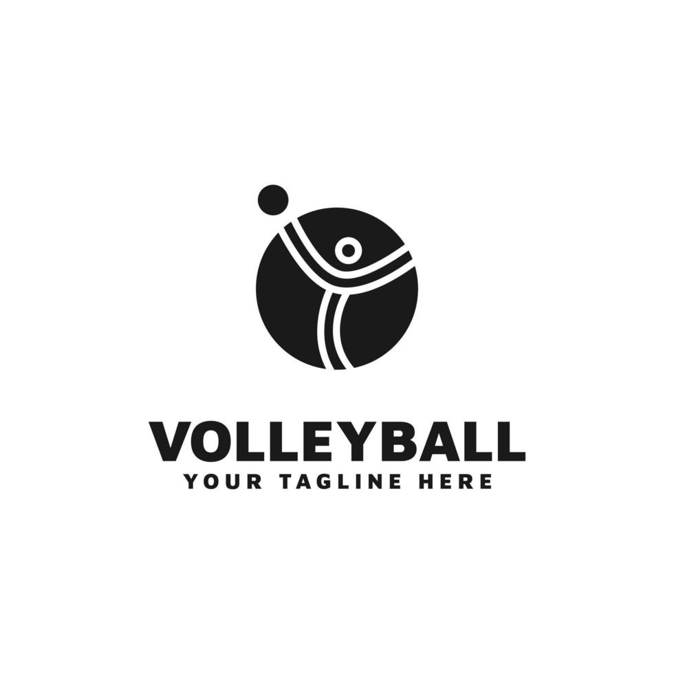 combinación de logo de voleibol y persona saltadora vector