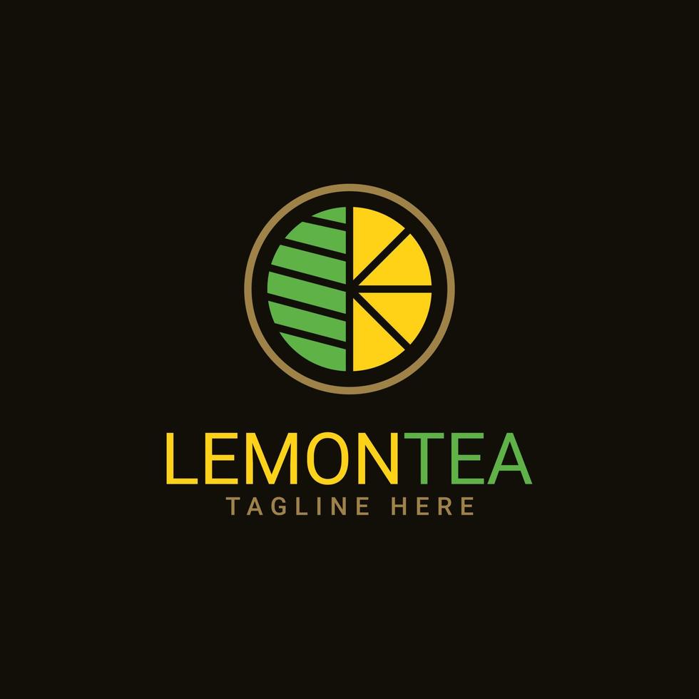 Simple and Clean Lemon Tea Logo Design in Circle Shape vector