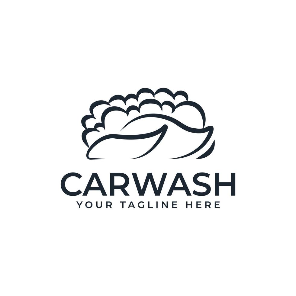 Minimalist Car Wash Logo Design Concept With Line Art Style in Black vector