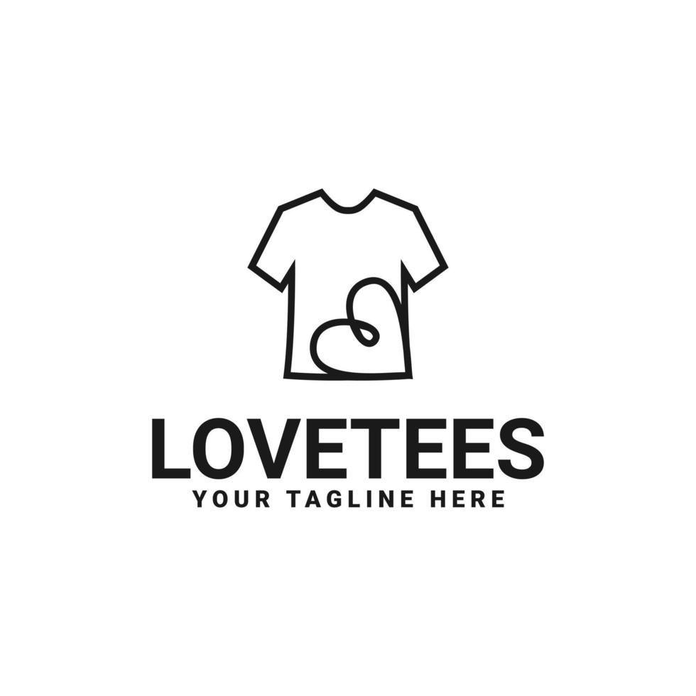 Diseño de logotipo de camiseta o símbolo de ropa con combinación de icono de corazón de amor vector