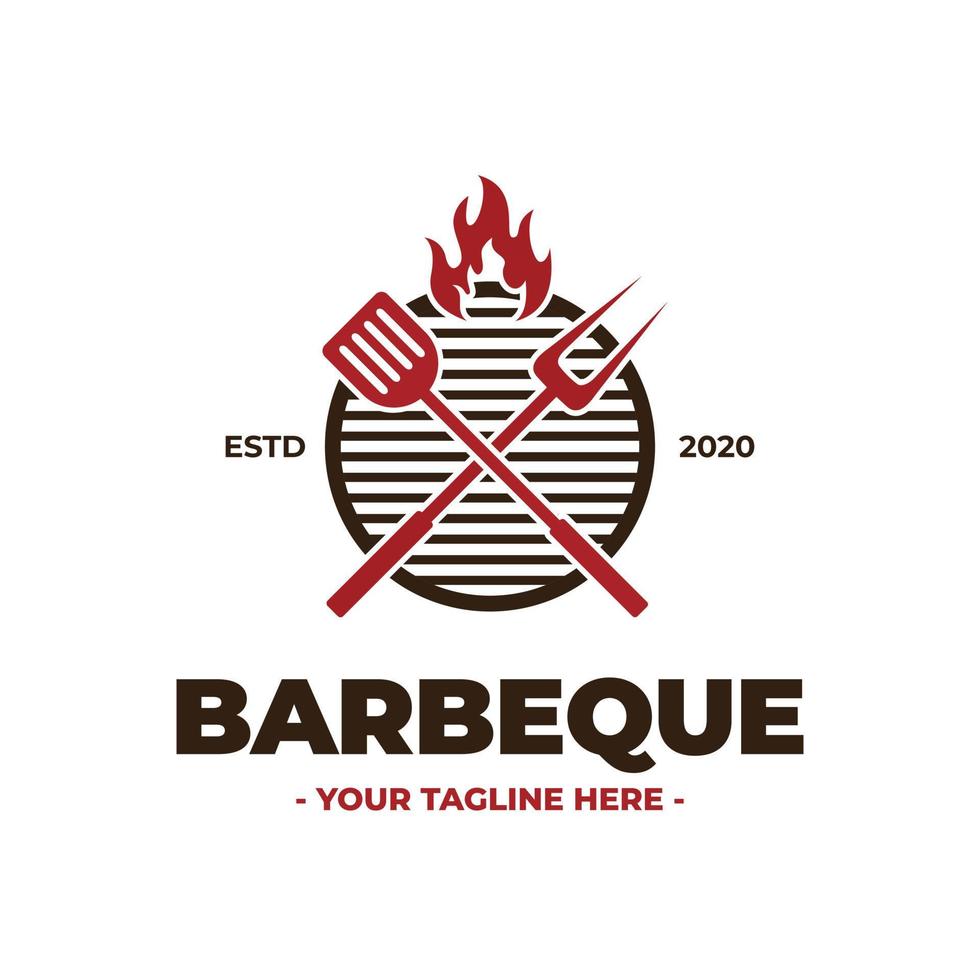 Vintage Retro Bbq Barbeque Barbecue Logo Grill Symbol Vector Design Template