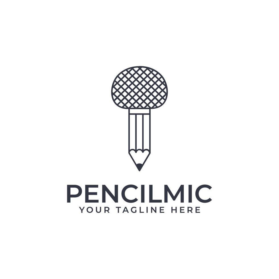 Pencil and Microphone Combination Logo Symbol vector