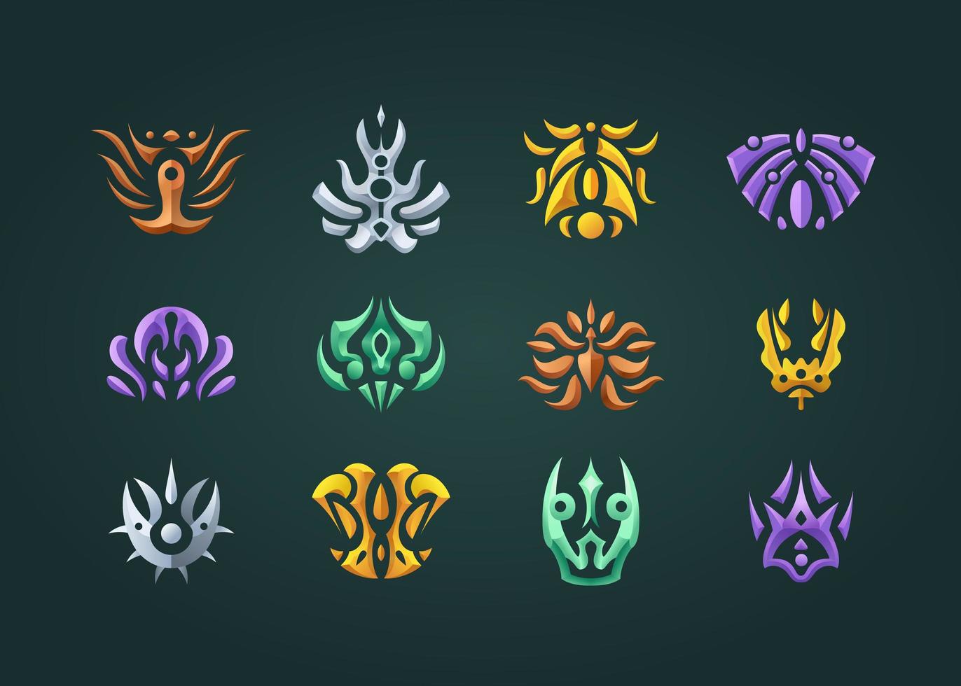 Realistic abstract tribal badges collection. High quality perfect for games. vector