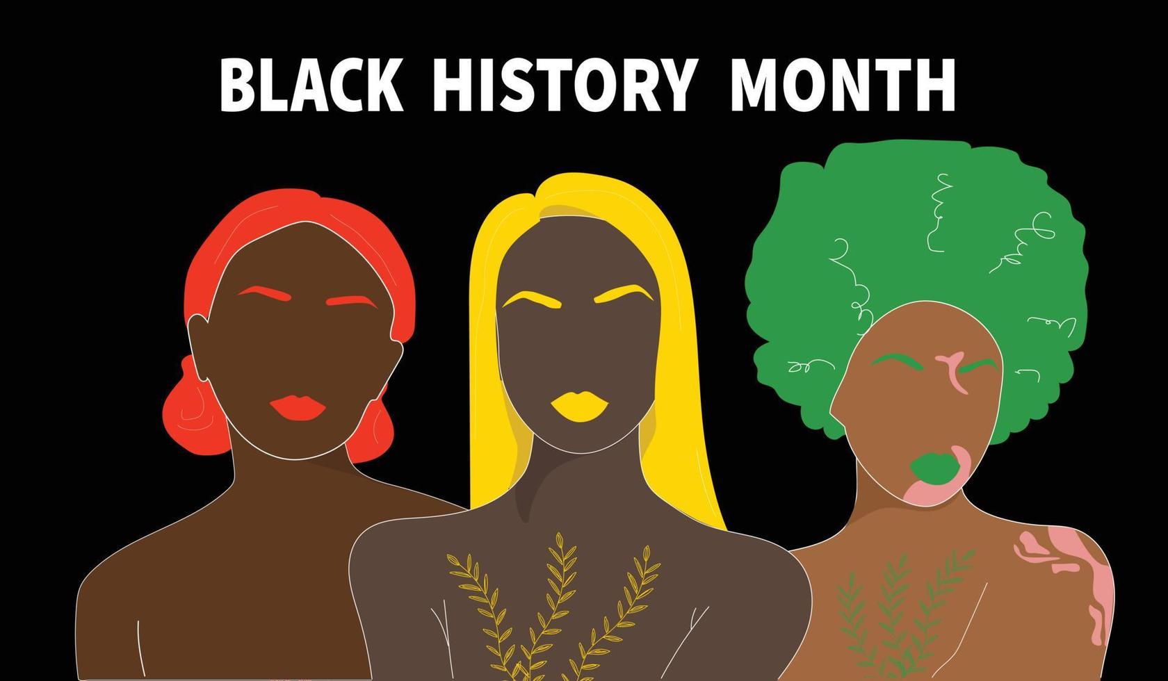 Three women for Black History Month vector