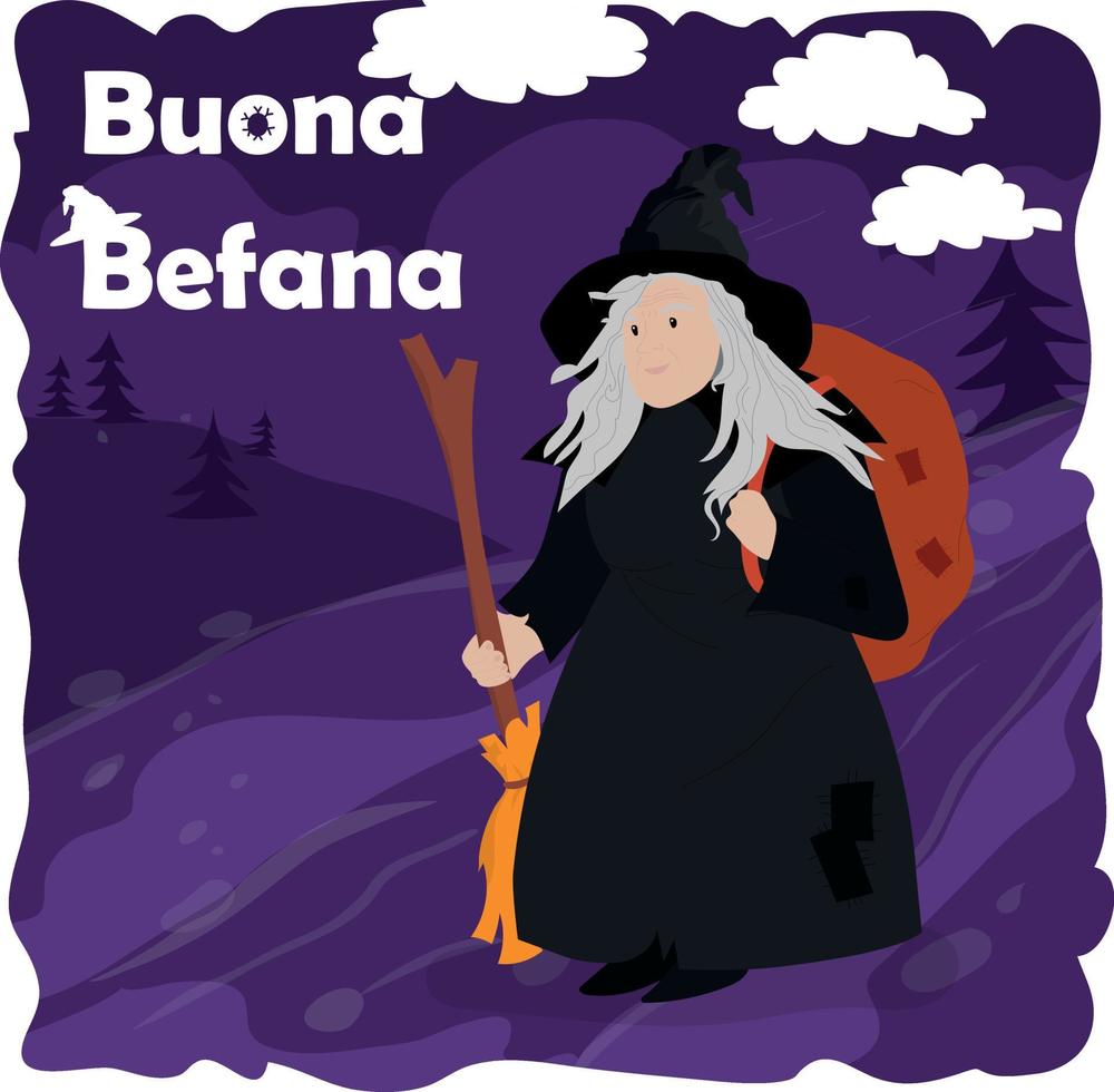 ilustración plana befana vector