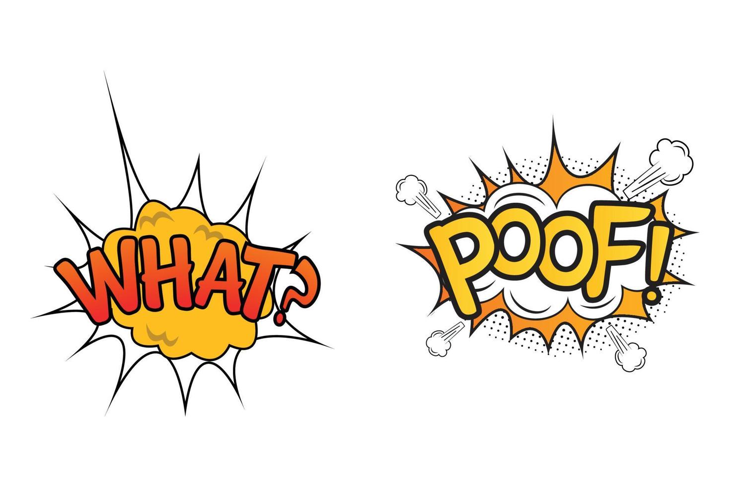 What comic burst with red and yellow colors. Poof comic explosion with yellow, white, and orange color. Comic burst explosion. Poof, blast with cloud bubble for cartoon speeches. Comic blast vector. vector