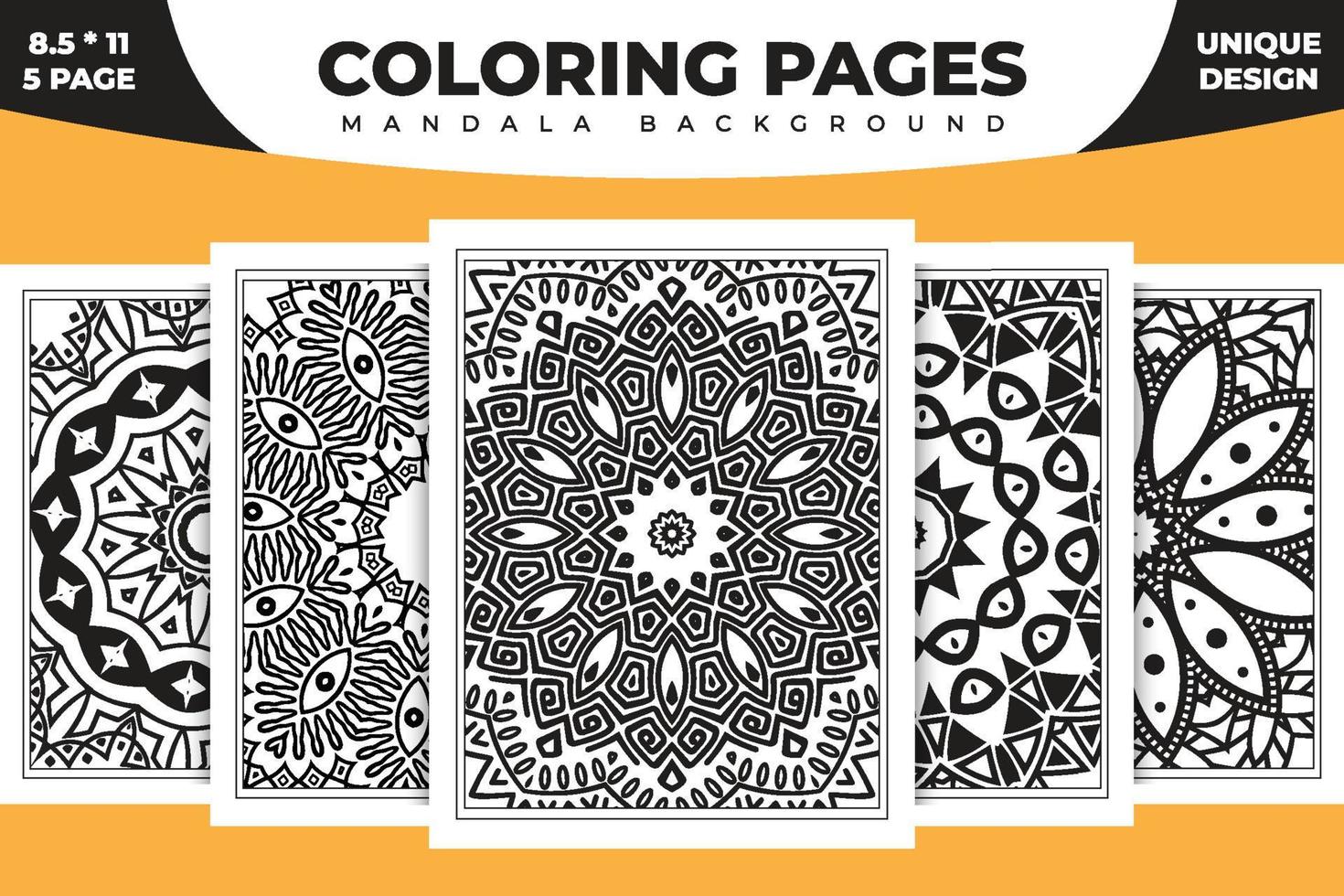 Coloring page mandala background. Mandala KDP coloring page design. Black and white coloring book pattern. Mandala pattern vector. Mandala KDP coloring pages. Line art illustration. vector
