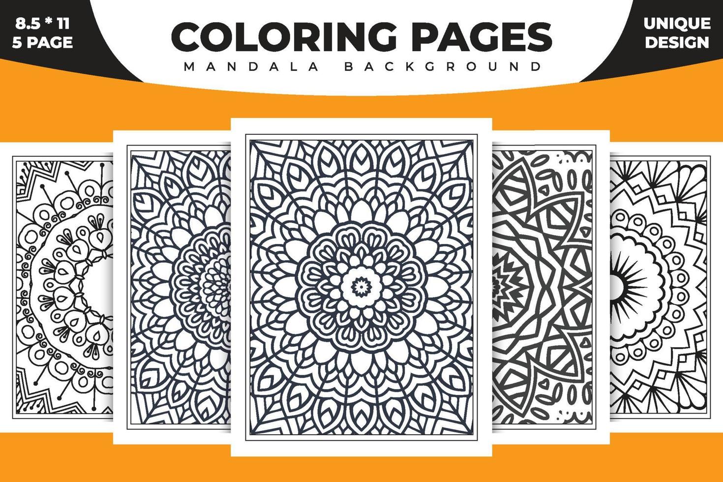 Coloring page mandala background. Black and white coloring book pattern. Mandala KDP coloring pages. Line art illustration. Mandala pattern vector. Mandala coloring book design. vector