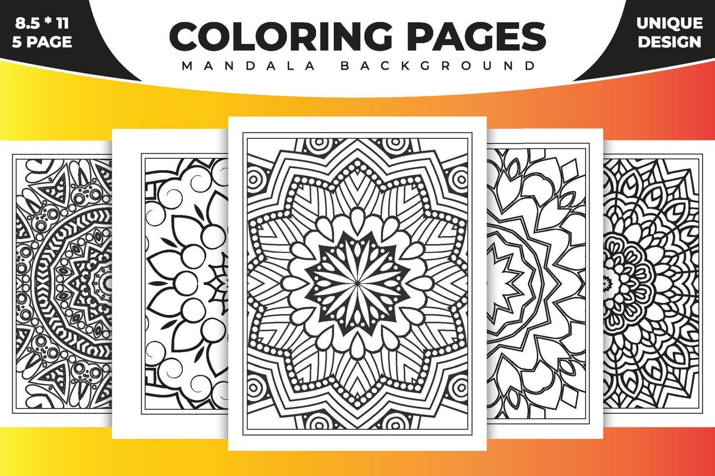 Mandala KDP coloring page design. Coloring page mandala background. Line art illustration. Mandala pattern vector. Mandala KDP coloring pages. Black and white floral coloring book pattern. vector