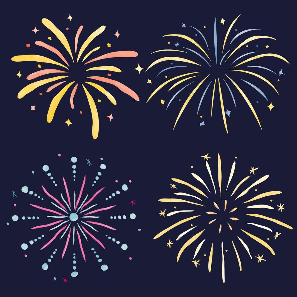 Collection of Watercolor Fireworks vector