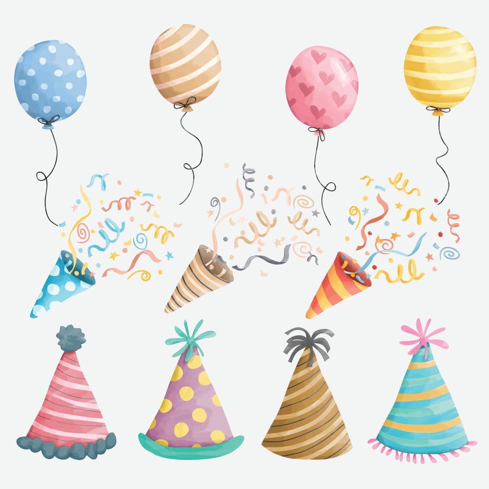 Watercolor Party Celebration Elements vector