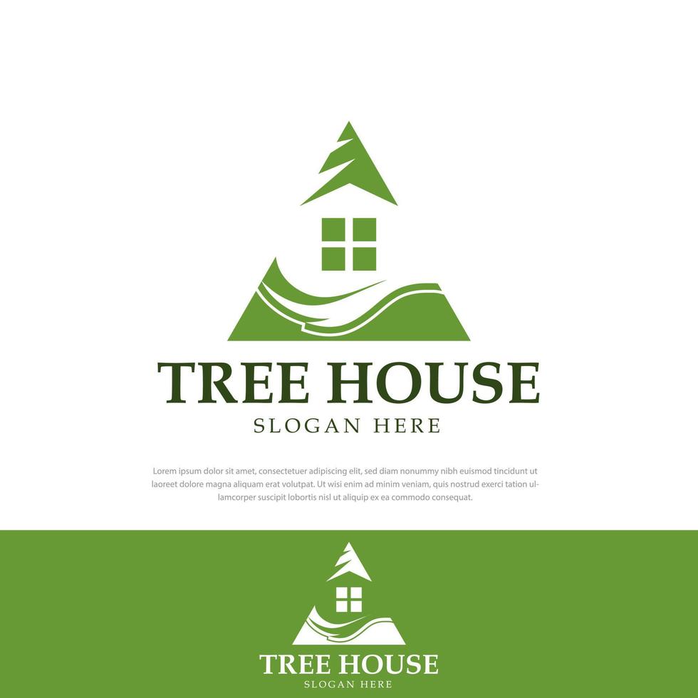 Ilustración de plantilla de diseño abstracto de triángulo de icono de casa de árbol, plantilla de diseño de símbolo vector