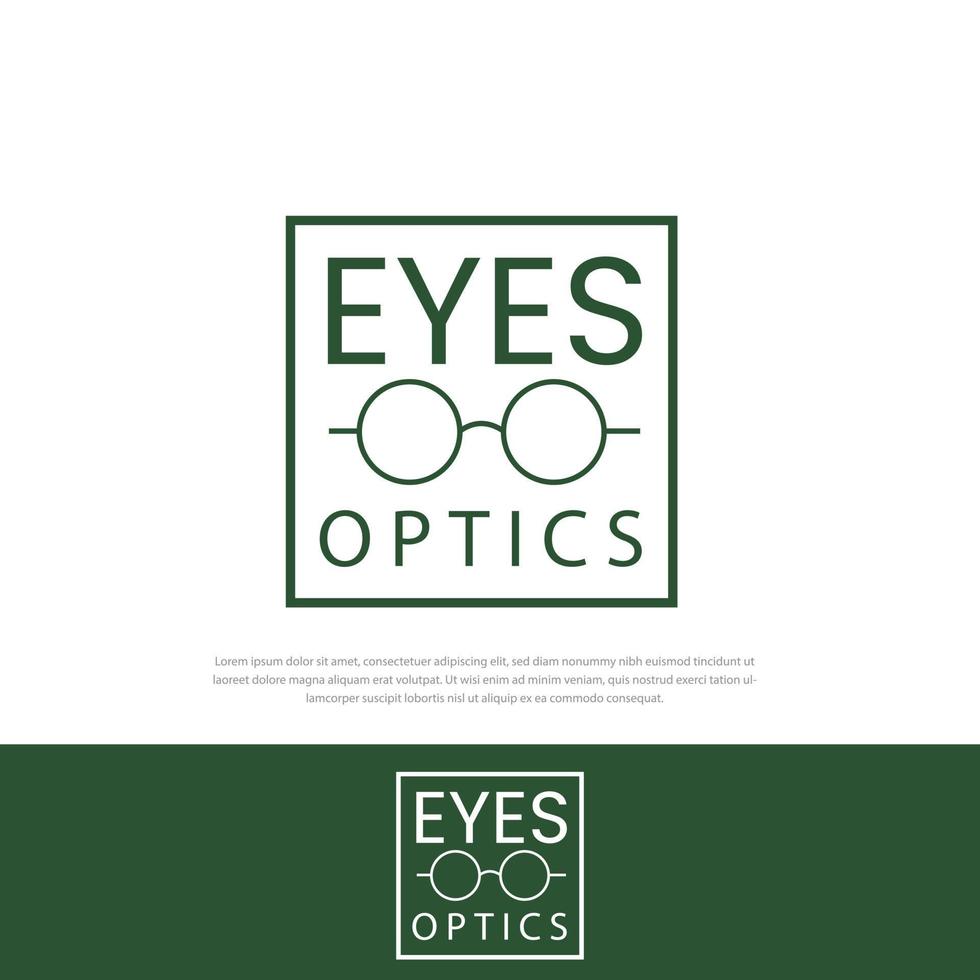 diseño de ilustración vintage de vector de logotipo de lente óptica, logotipo de gafas, vector de gafas, logotipo moderno, ilustración de gafas
