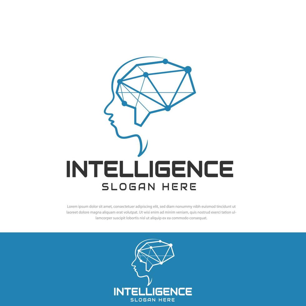 icono de logotipo de inteligencia artificial cerebro conecta línea dinámica y símbolo de punto con cabeza humana. aprendizaje automático, cerebro digital y concepto de proceso de pensamiento. ilustración vectorial vector